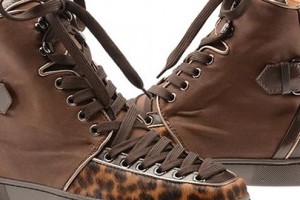 Christian Louboutin Calf Hair & Leather Hi-Top Trainers
