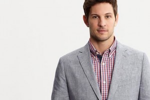 Banana Republic Tailored Fit Linen Microcheck Blazer