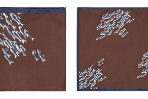 Reiss Kimono Fish Print Pocket Square